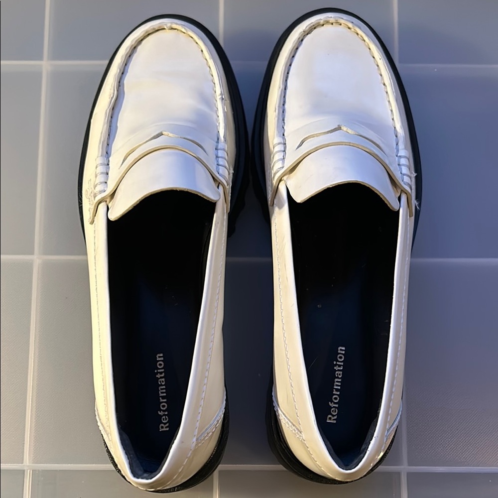 Reformation womans White Loafers